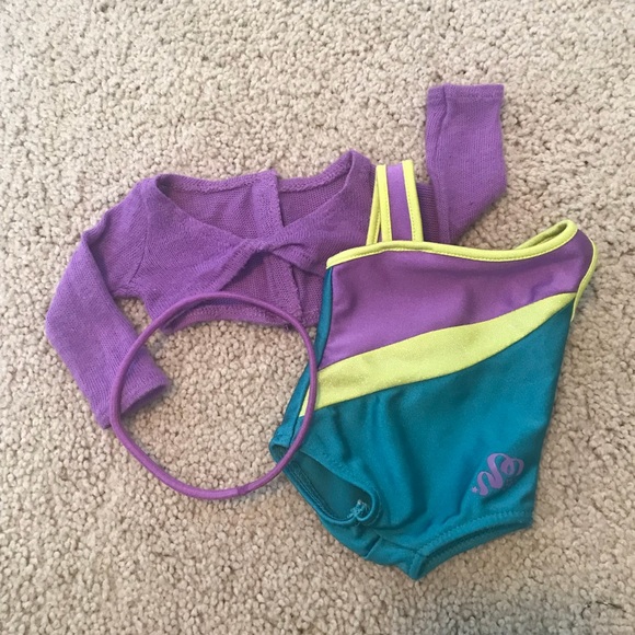 American Girl 2 in 1 Gymnastics Outfit NIB Sweatshirt Top Headband Slippers